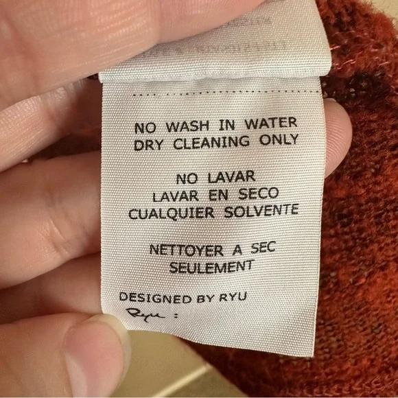 Ryu M/L Boho Sweater Bell Sleeve Cottagecore Hippie Mixed Media Artsy Rust Orang - Picture 2 of 15